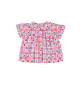 piupiuchick Peter Pan Collar Shirt Lilac Cherries allover