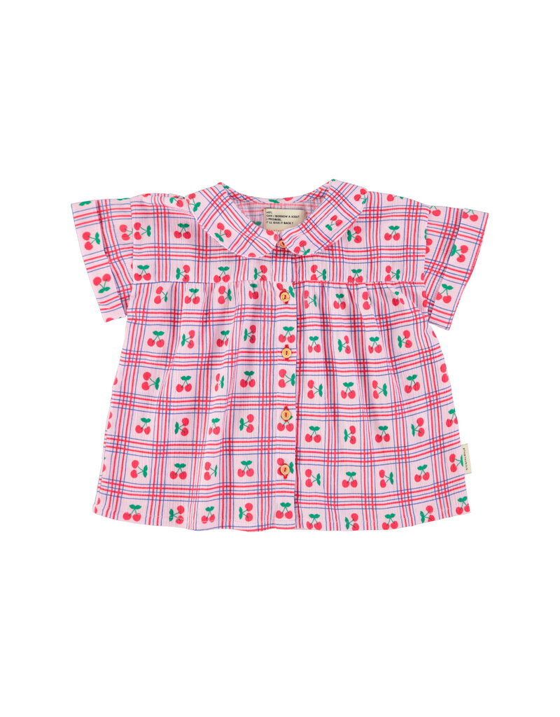 piupiuchick Peter Pan Collar Shirt Lilac Cherries allover