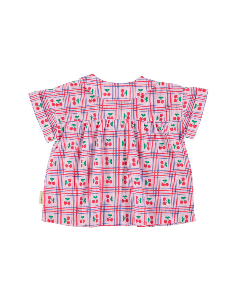 piupiuchick Peter Pan Collar Shirt Lilac Cherries allover