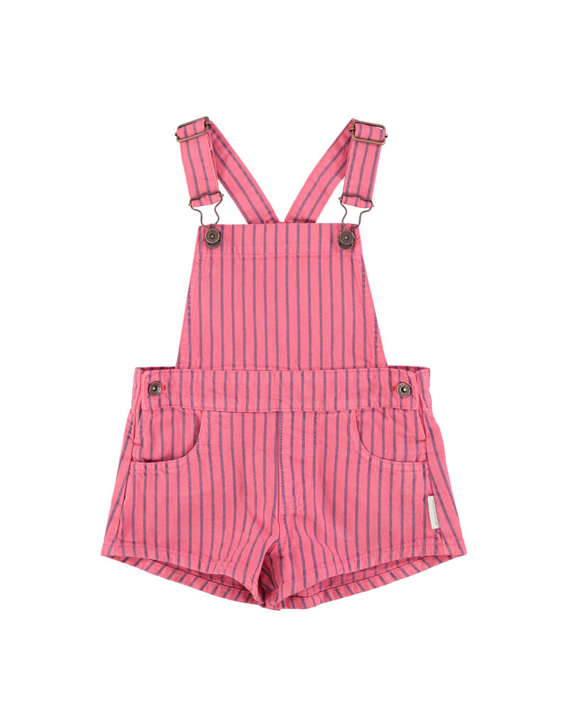 piupiuchick Short Dungarees Pink w Indigo Stripes