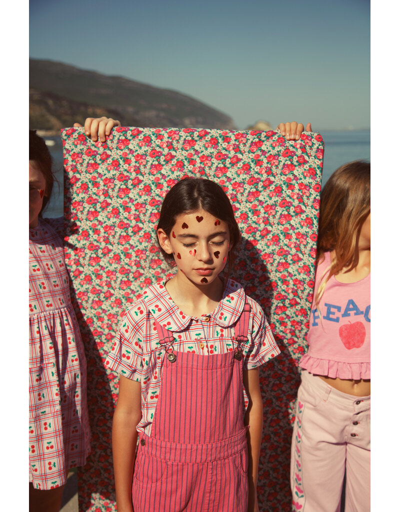 piupiuchick Short Dungarees Pink w Indigo Stripes