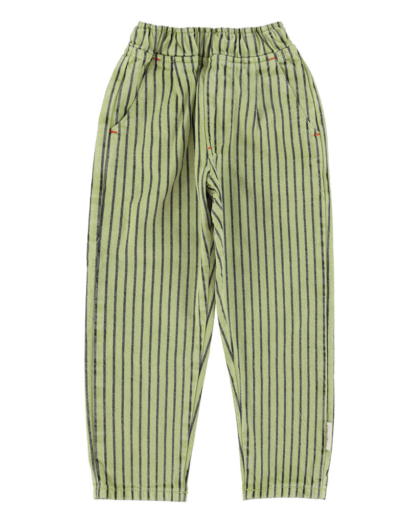 piupiuchick Unisex Trousers Green w indigo Stripes