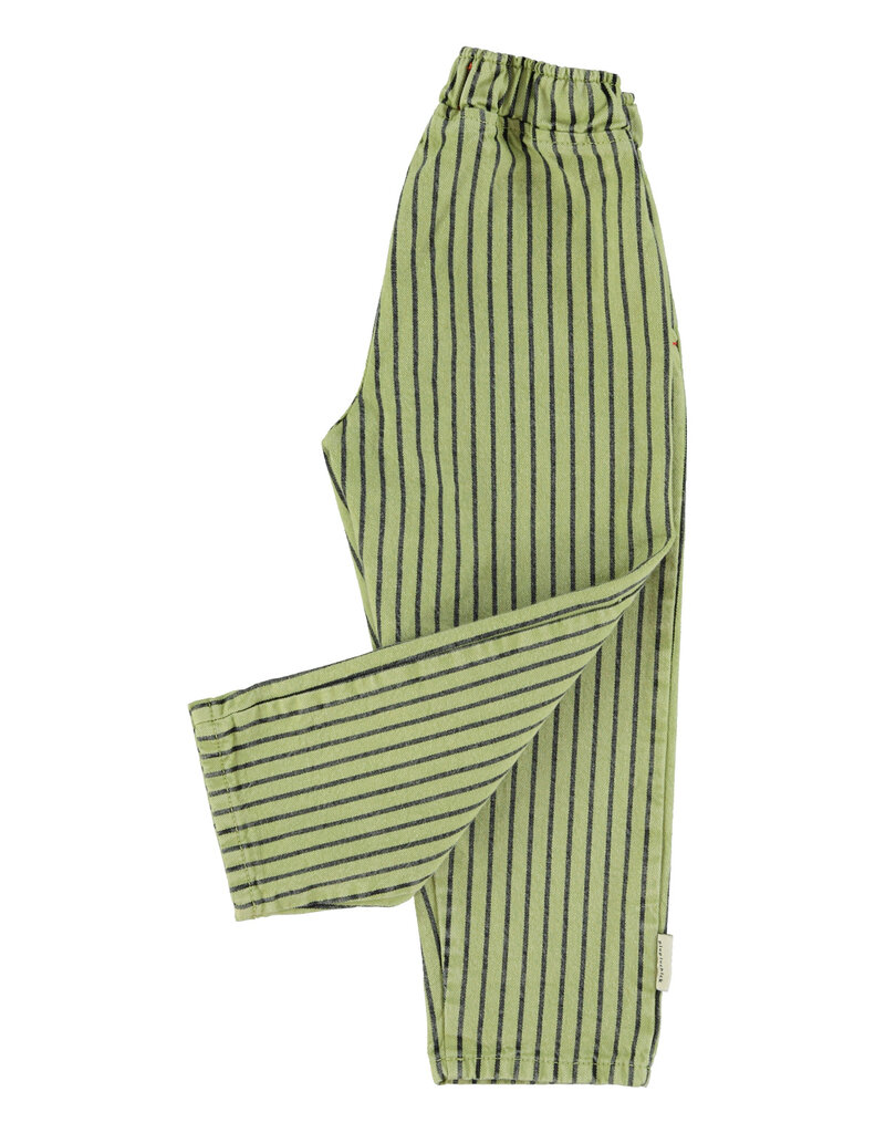 piupiuchick Unisex Trousers Green w indigo Stripes