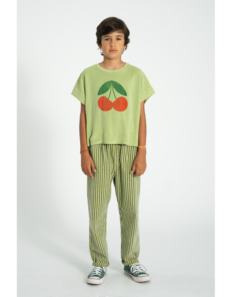 piupiuchick Unisex Trousers Green w indigo Stripes