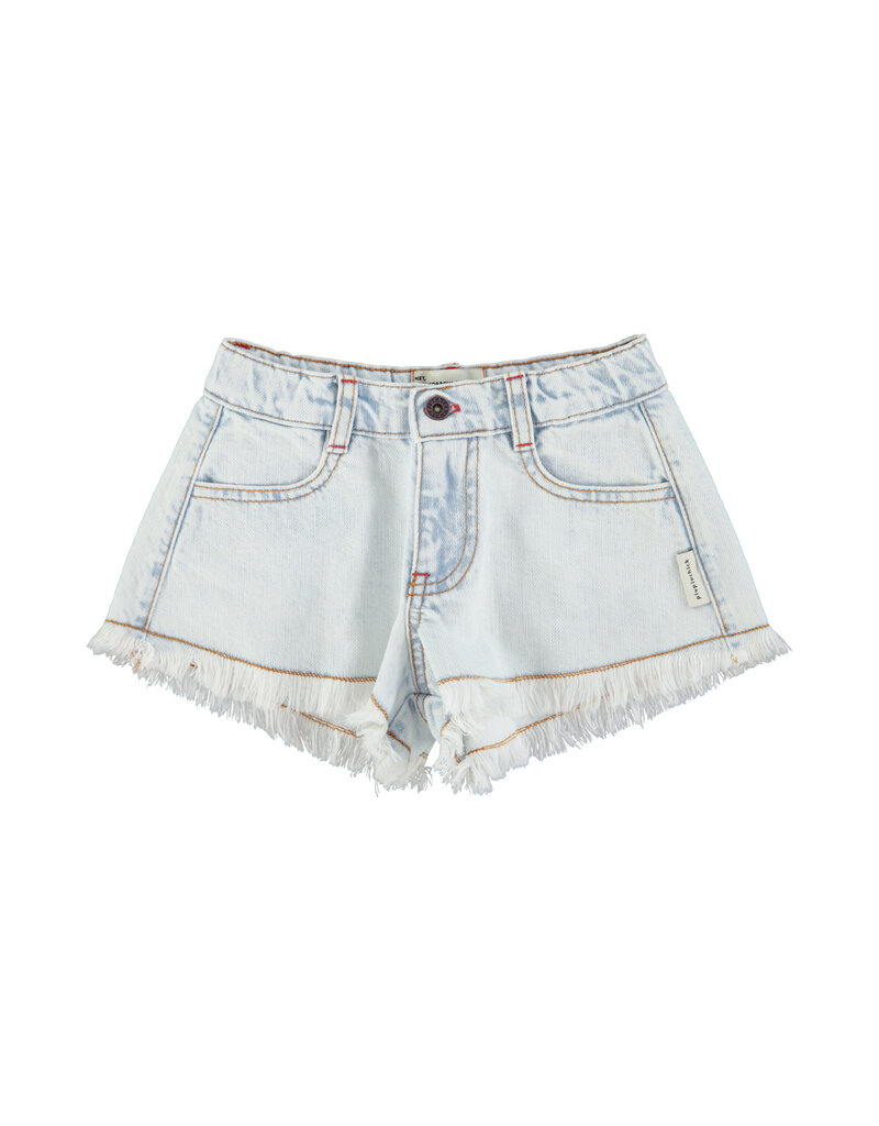 piupiuchick Shorts w fringes Washed Light Blue Denim