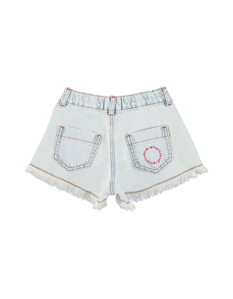 piupiuchick Shorts w fringes Washed Light Blue Denim
