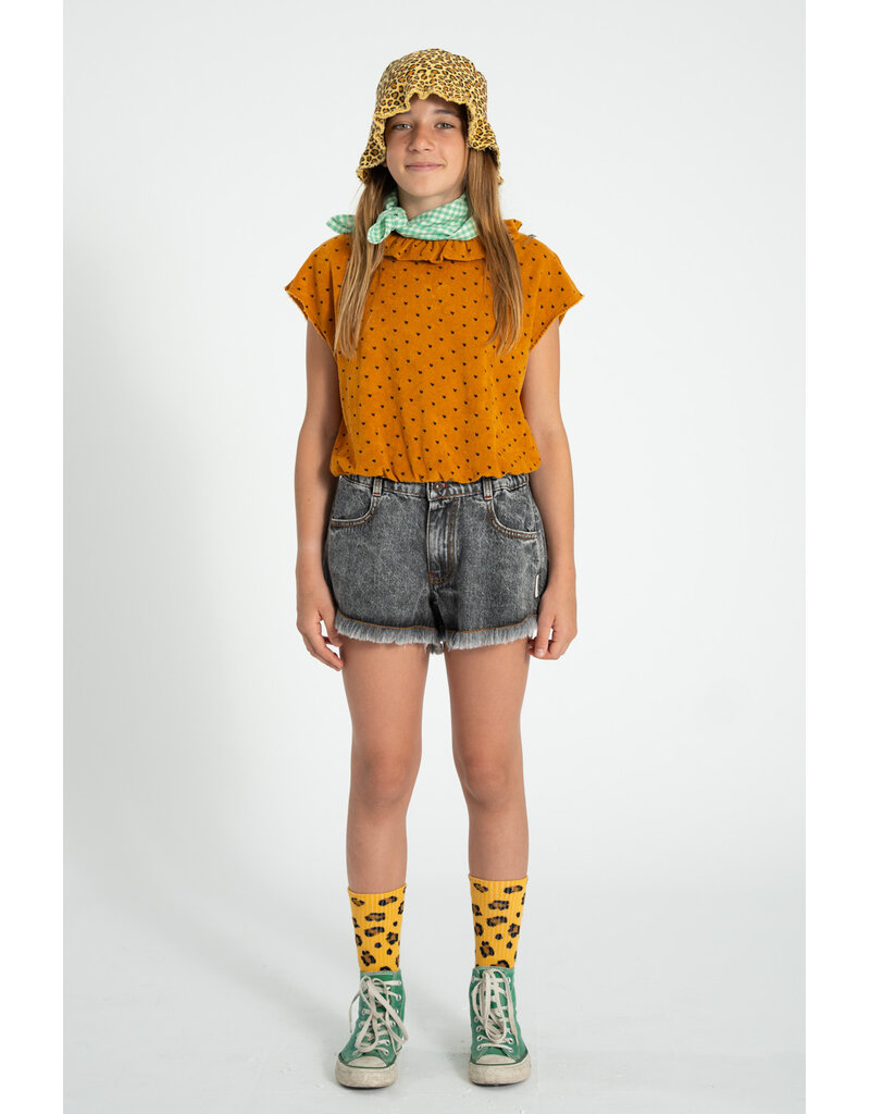 piupiuchick Shorts W Fringes Washed Black Denim