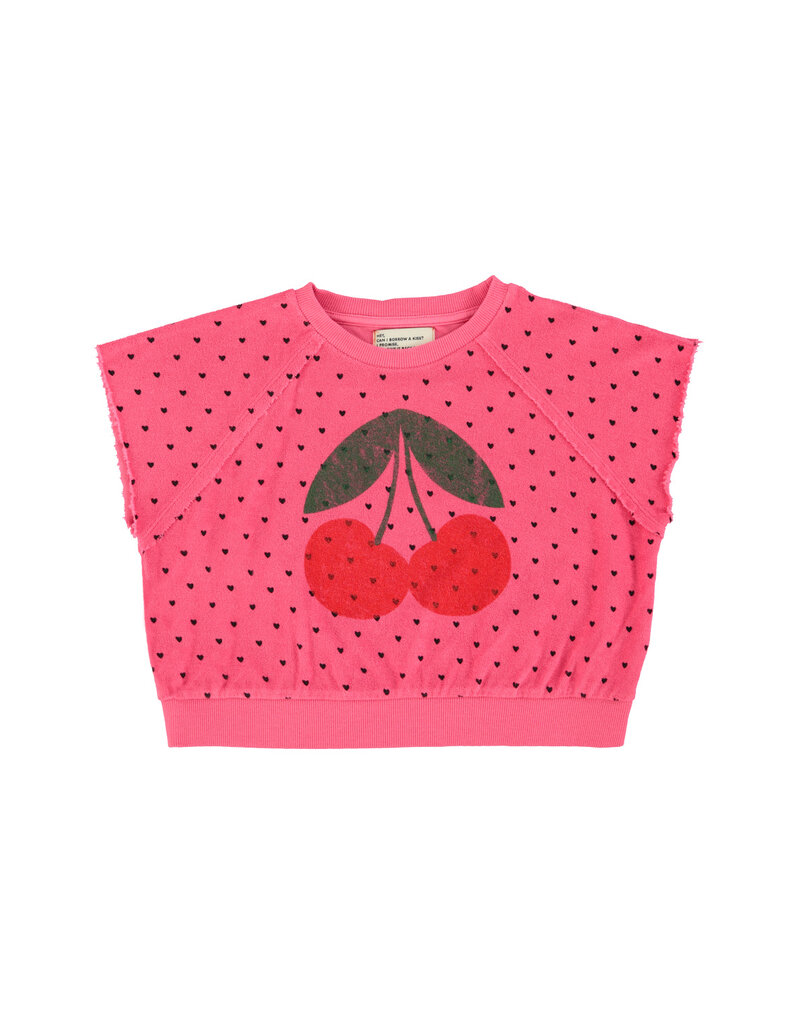 piupiuchick Sleeveless Sweatshirt Pink w Cherry Print