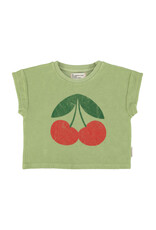 piupiuchick T-Shirt Light Olive w Cherry Print