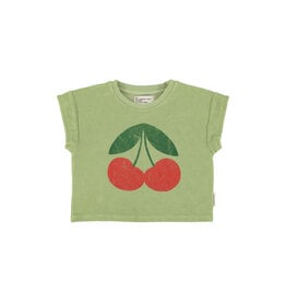 piupiuchick T-Shirt Light Olive w Cherry Print