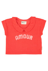 piupiuchick T-Shirt Peter Pan Collar red w Amour Print