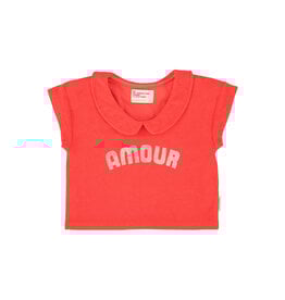 piupiuchick T-Shirt Peter Pan Collar red w Amour Print