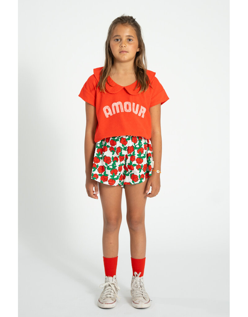 piupiuchick T-Shirt Peter Pan Collar red w Amour Print