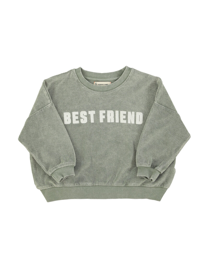 piupiuchick Sweatshirt Washed Green w Best Friend Print