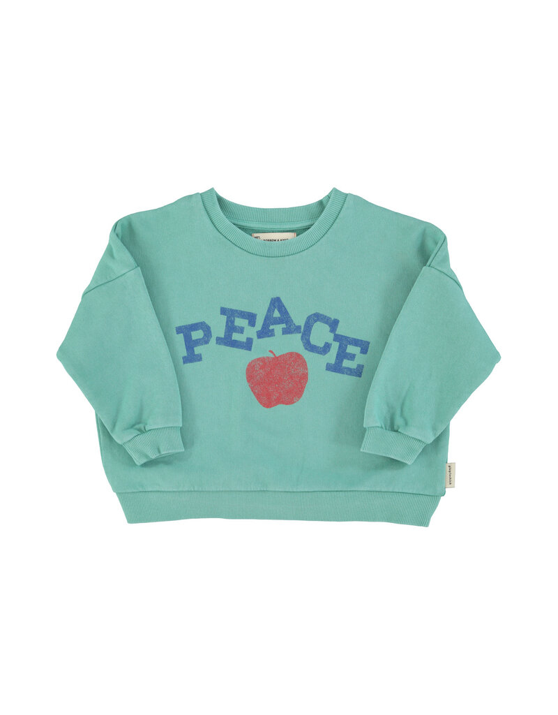 piupiuchick Sweatshirt Turquoise w Peach Print