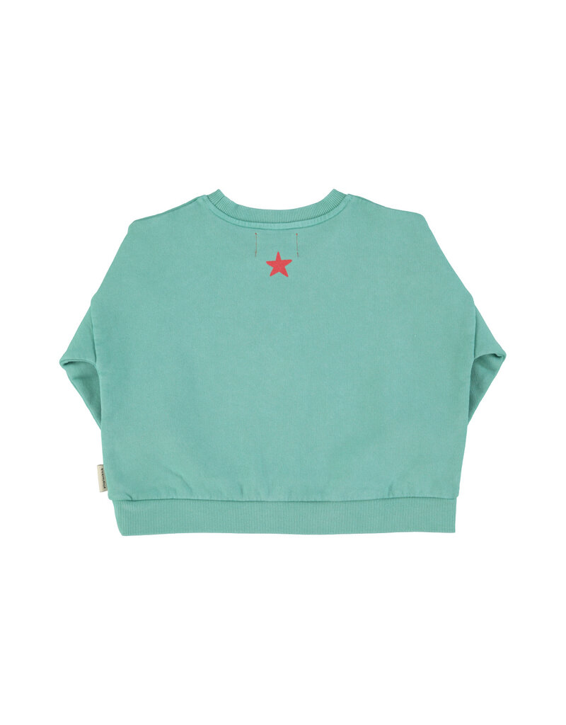 piupiuchick Sweatshirt Turquoise w Peach Print