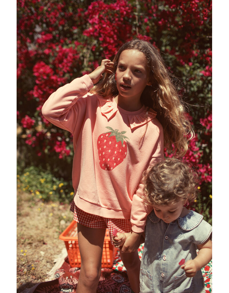 piupiuchick Sweatshirt w Collar Light Pink w Strawberry print