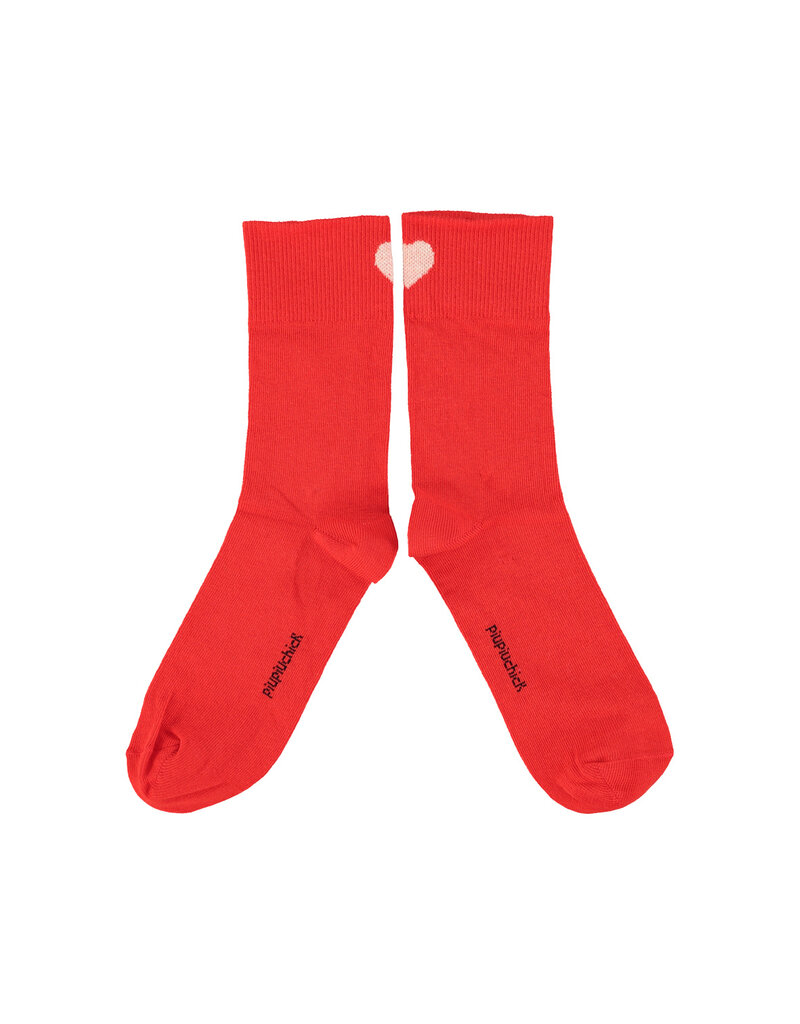 piupiuchick Socks Red w Ecru Heart