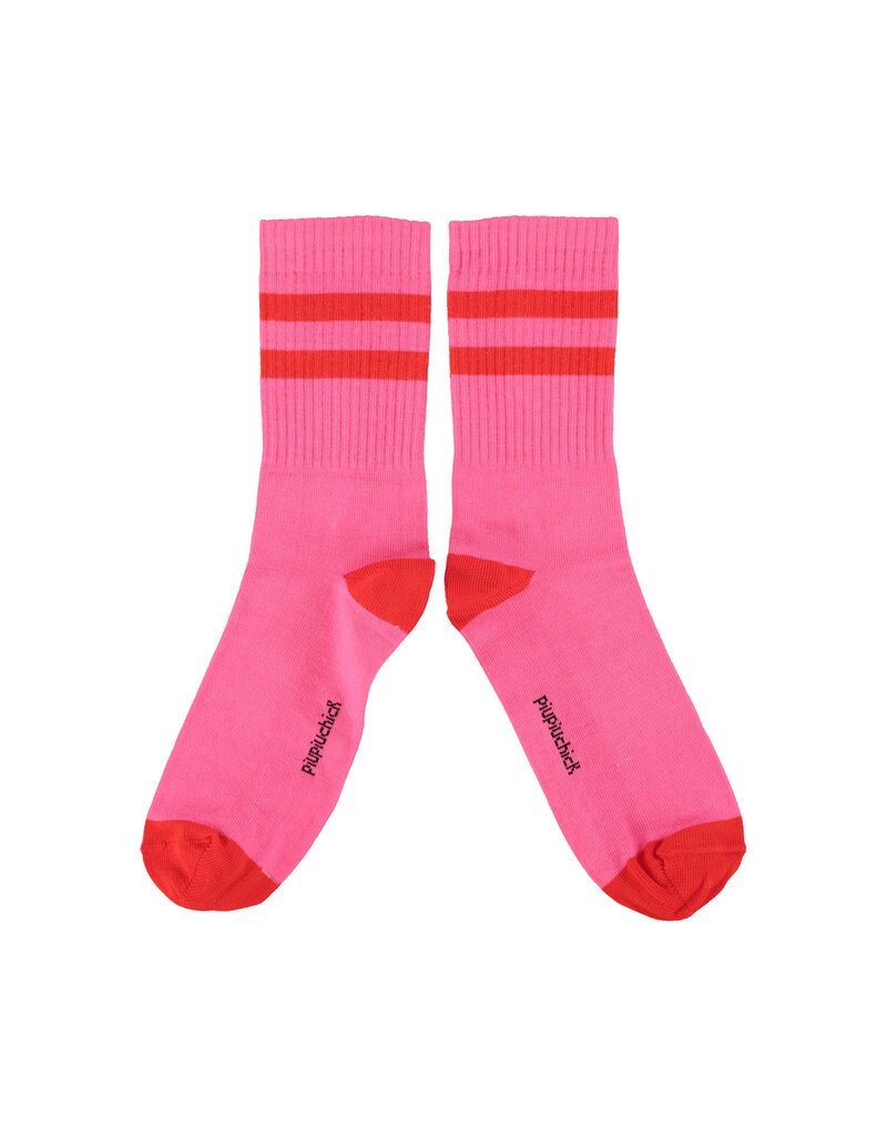 piupiuchick Socks Pink w Red Stripes