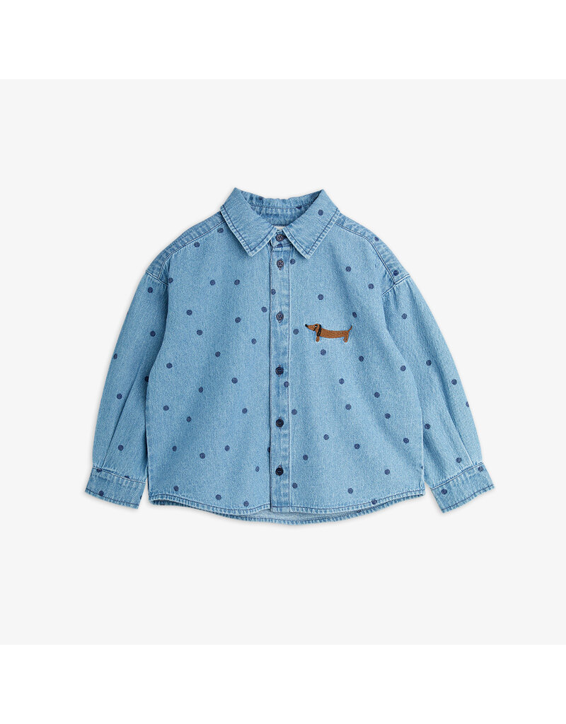 Mini Rodini Lw denim dots aop ls shirt Blue