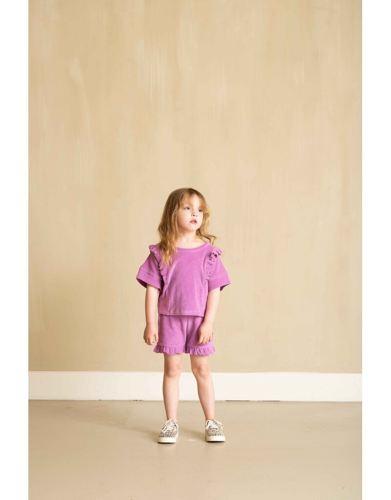 House of Jamie Relaxed Ruffled Tee Violet (Terry Cotton)