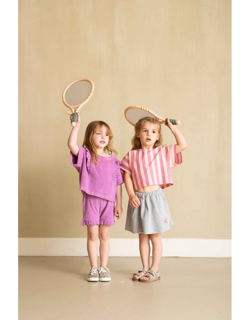 House of Jamie Relaxed Ruffled Tee Violet (Terry Cotton)