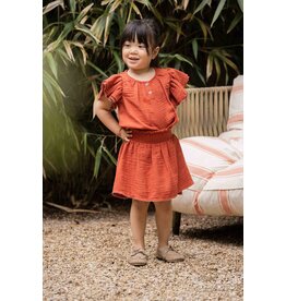 House of Jamie Smocked Skirt Cinnabar