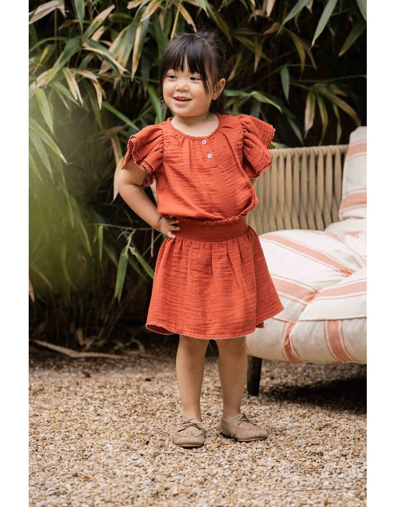 House of Jamie Smocked Skirt Cinnabar