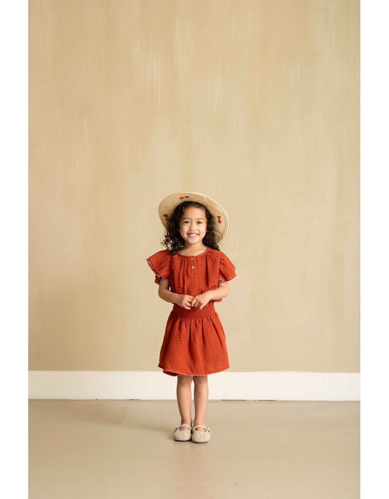 House of Jamie Smocked Skirt Cinnabar