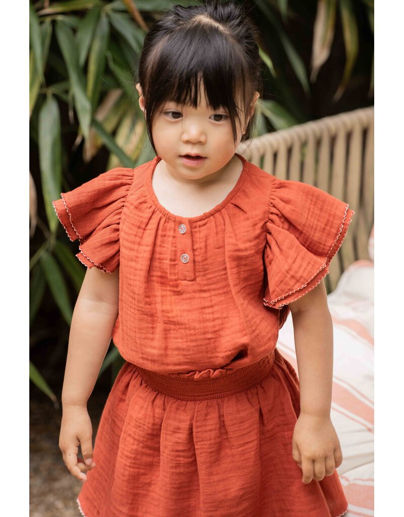 House of Jamie Smocked Skirt Cinnabar