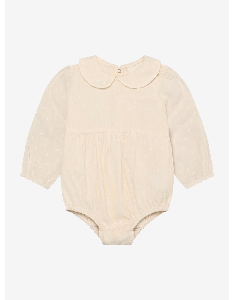 En Fant Romper LS Dobby Eggnog