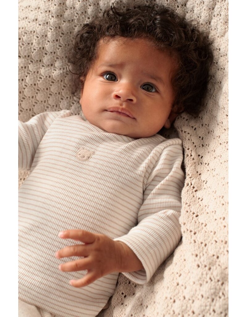 Feetje Longsleeve rib met streep - Honey Bear