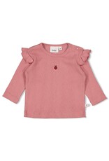 Feetje Longsleeve ajour rib - Ladybug Roze