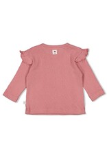 Feetje Longsleeve ajour rib - Ladybug Roze