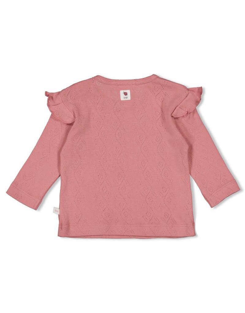 Feetje Longsleeve ajour rib - Ladybug Roze