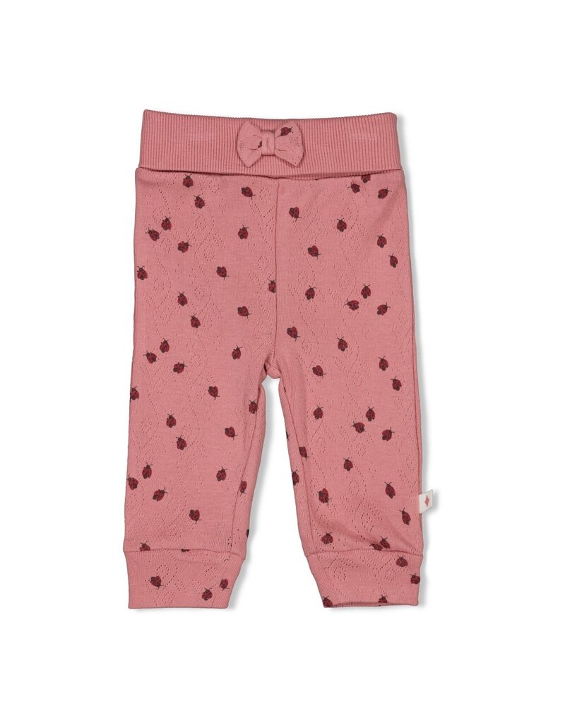 Feetje Broek ajour rib AOP Roze - Ladybug