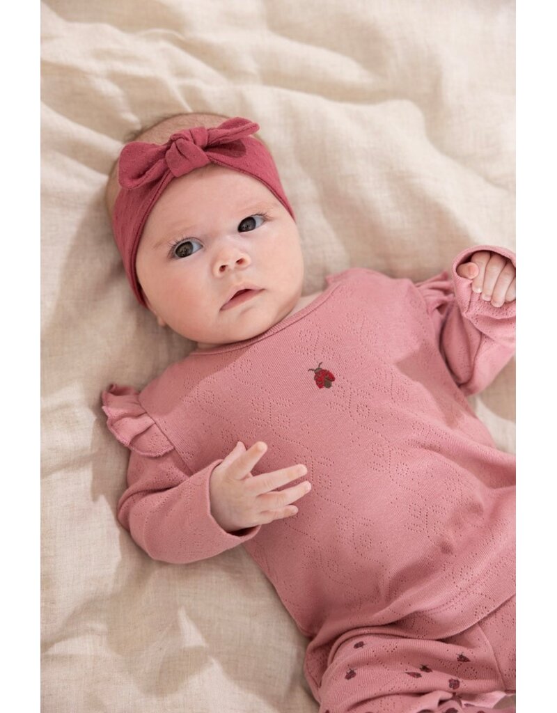 Feetje Broek ajour rib AOP Roze - Ladybug