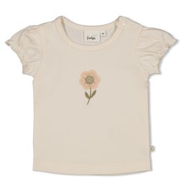 Feetje T-shirt met crochet bloem - Let Your Dreams Blossom