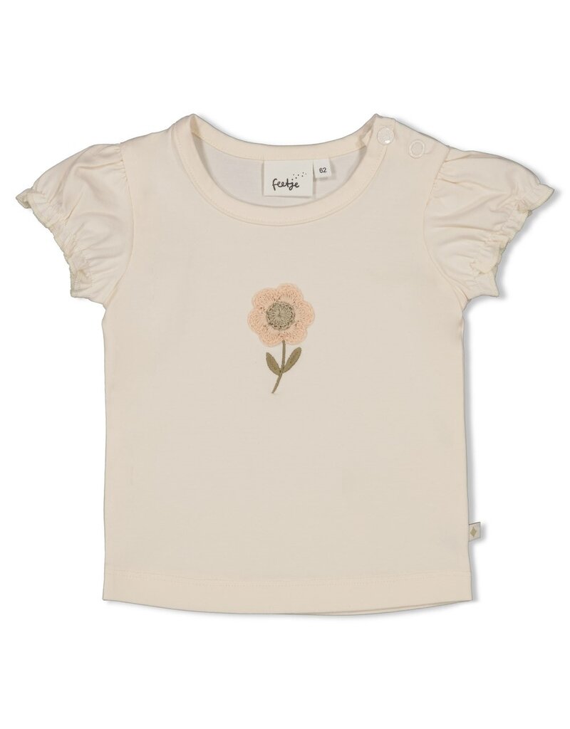 Feetje T-shirt met crochet bloem - Let Your Dreams Blossom