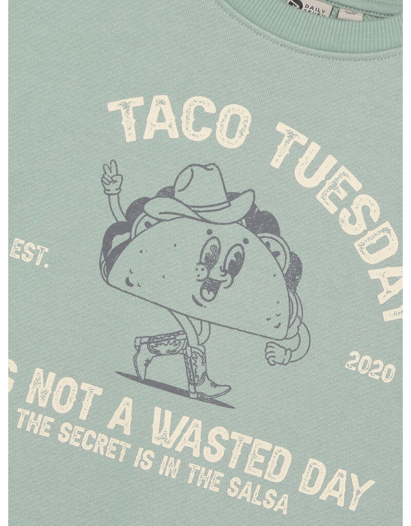 Daily Seven Oversized Sweater Print Green Milieu