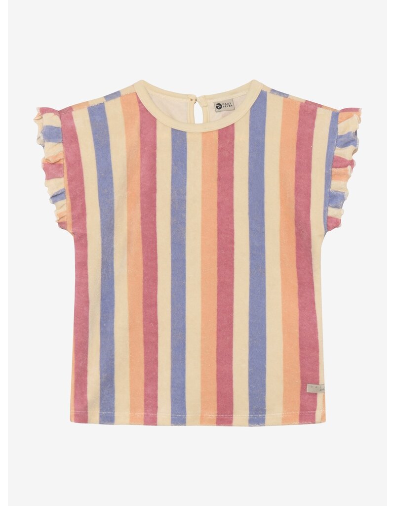 Daily Seven T-shirt Terry Striped Heather Rose