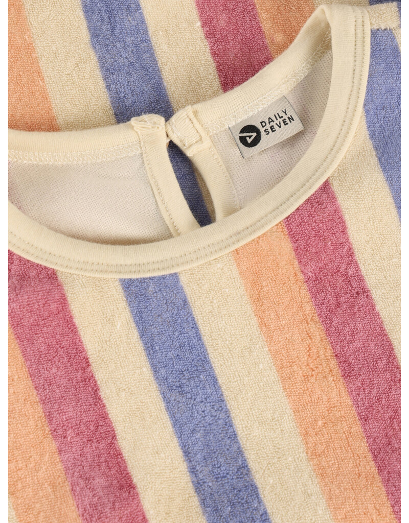 Daily Seven T-shirt Terry Striped Heather Rose