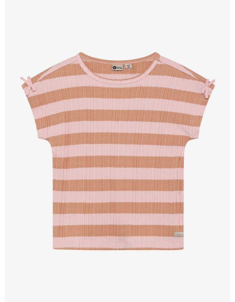 Daily Seven T-shirt Fancy Stripe Silver Pink