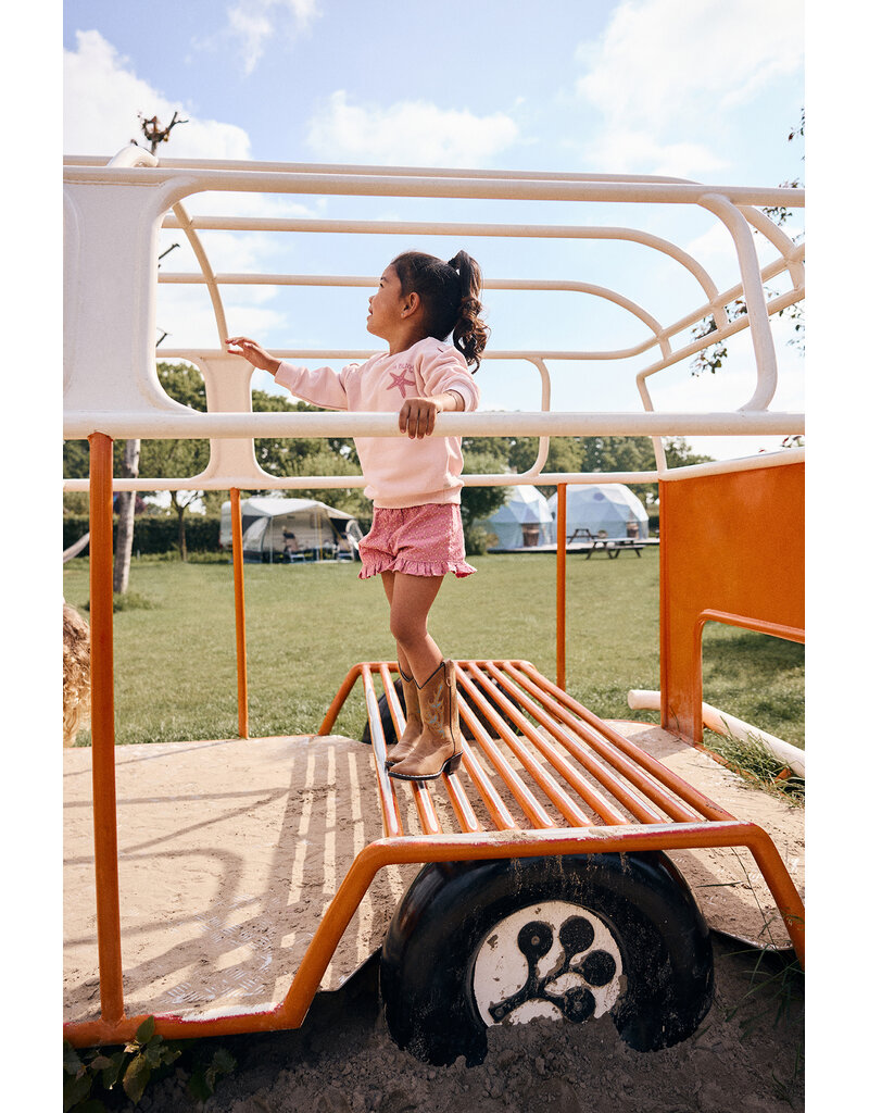 Daily Seven Ruffle Shorts Broderie Heather Rose