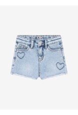 Daily Seven Denim Shorts Heart Blue Denim
