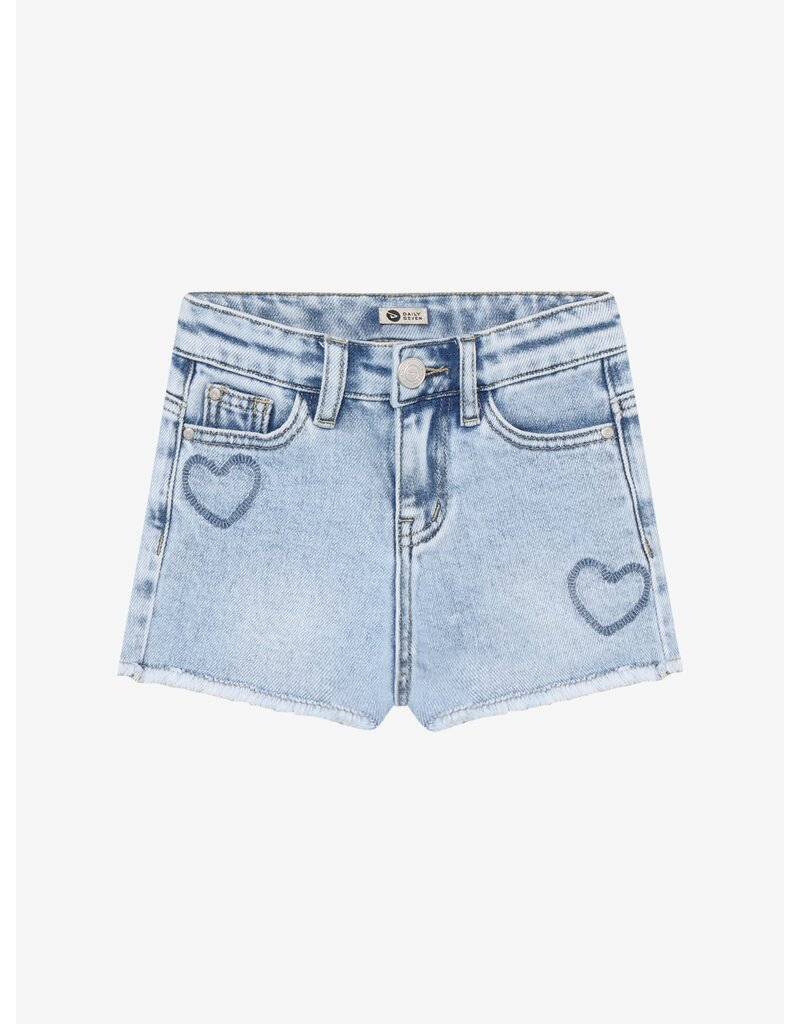 Daily Seven Denim Shorts Heart Blue Denim