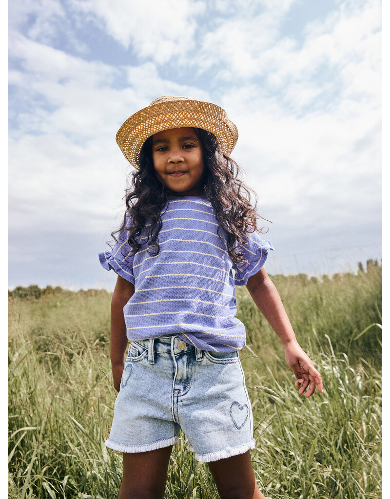 Daily Seven Denim Shorts Heart Blue Denim