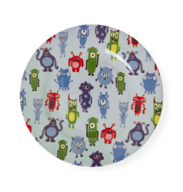 Rice Melamine Round Side Plates with Monsters Print