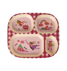 Rice Kids 4 Room Plate - Pink - Hero Print