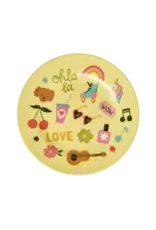 Rice Rond Kinderbord - Zacht geel - Unicorn Love Print